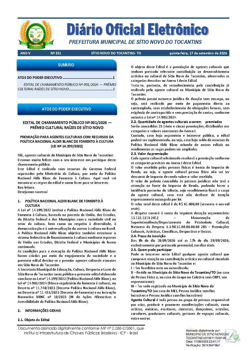 Diário Oficial N° 231