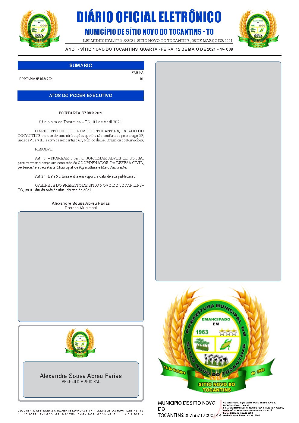 Diário Oficial - Edição 009