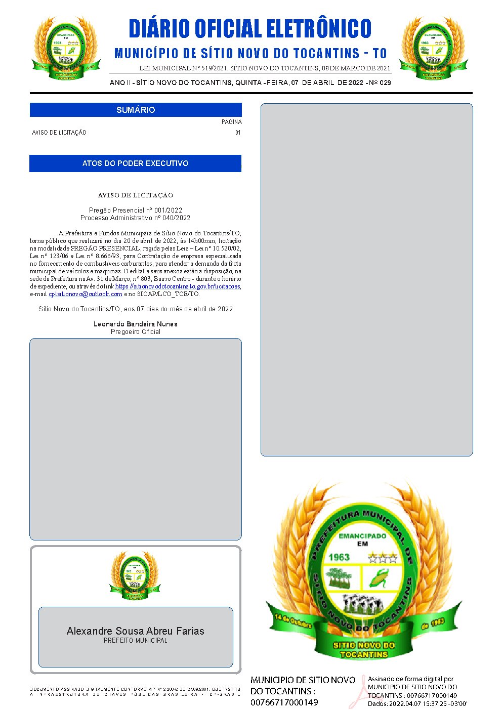 Diário Oficial - Edição 029