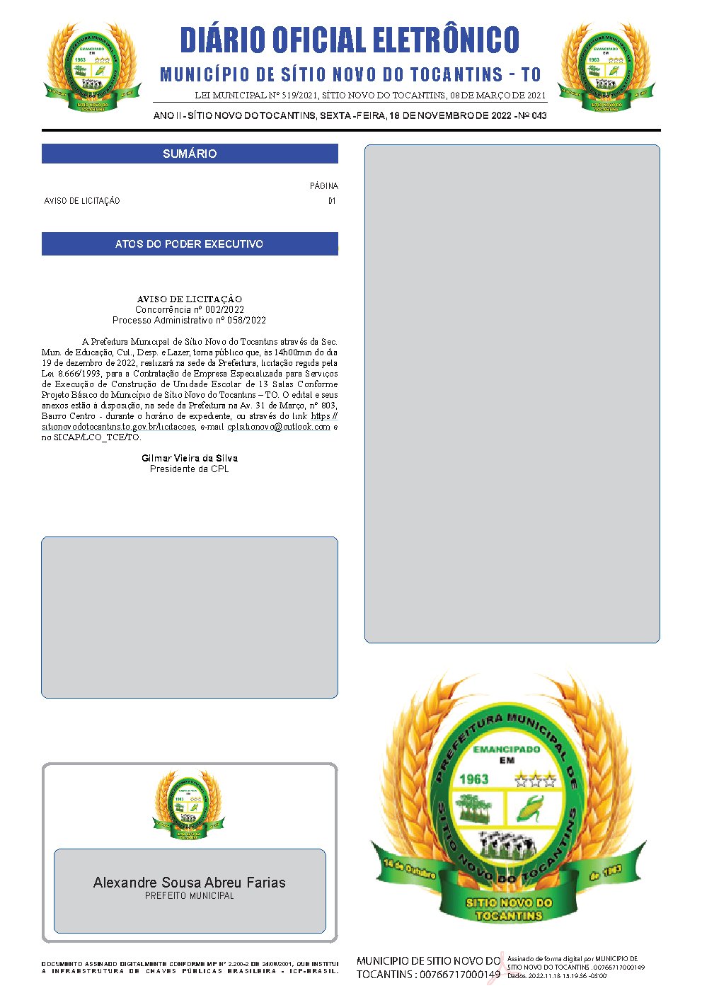 Diário Oficial - Edição 043