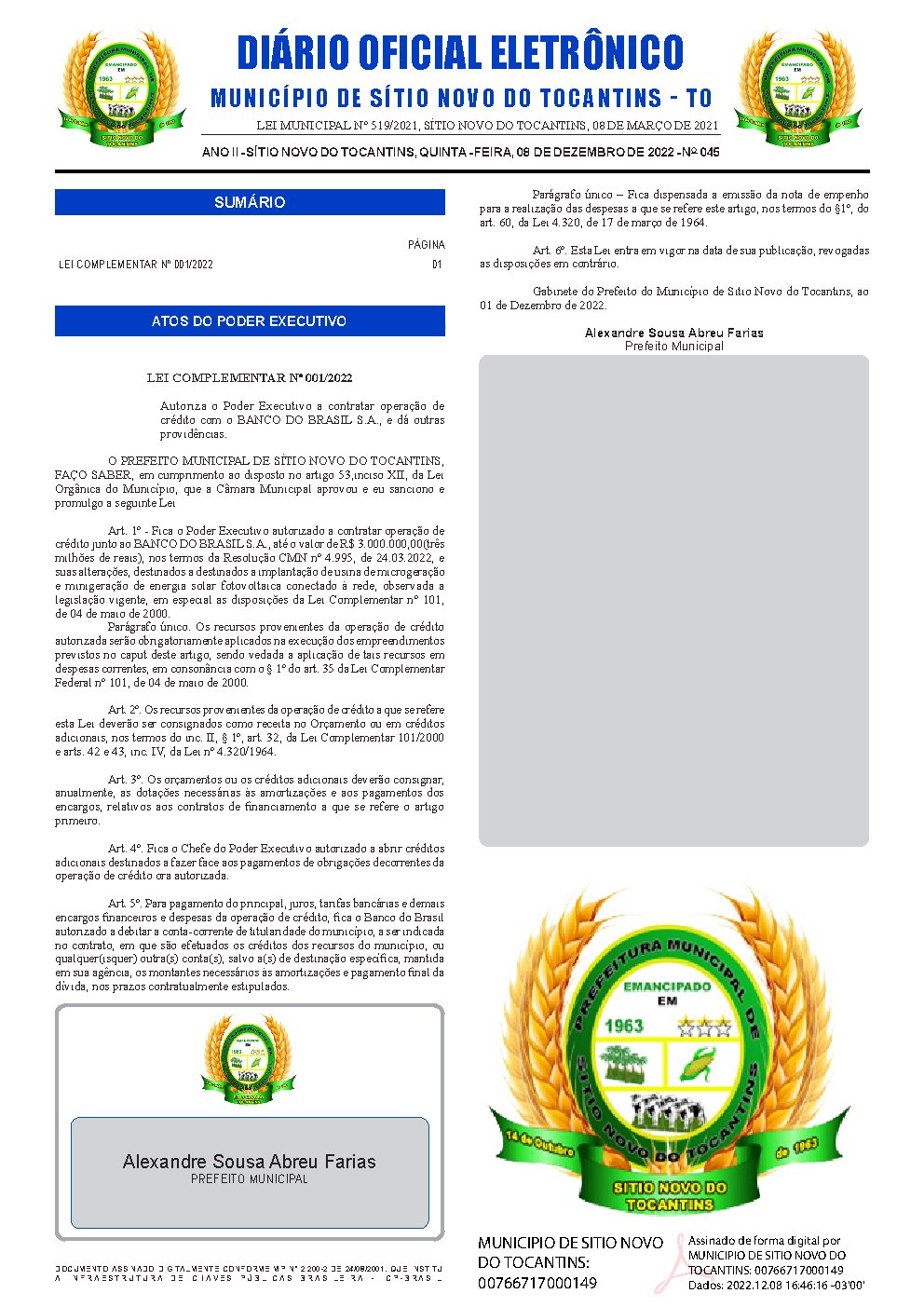 Diário Oficial - Edição 045
