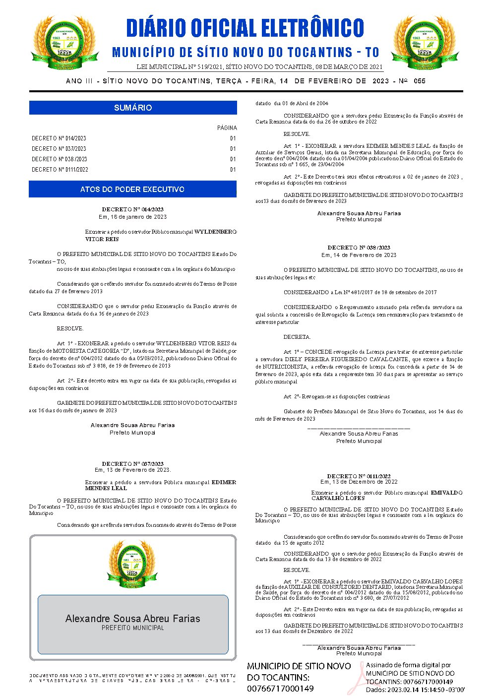 Diário Oficial - Edição 055