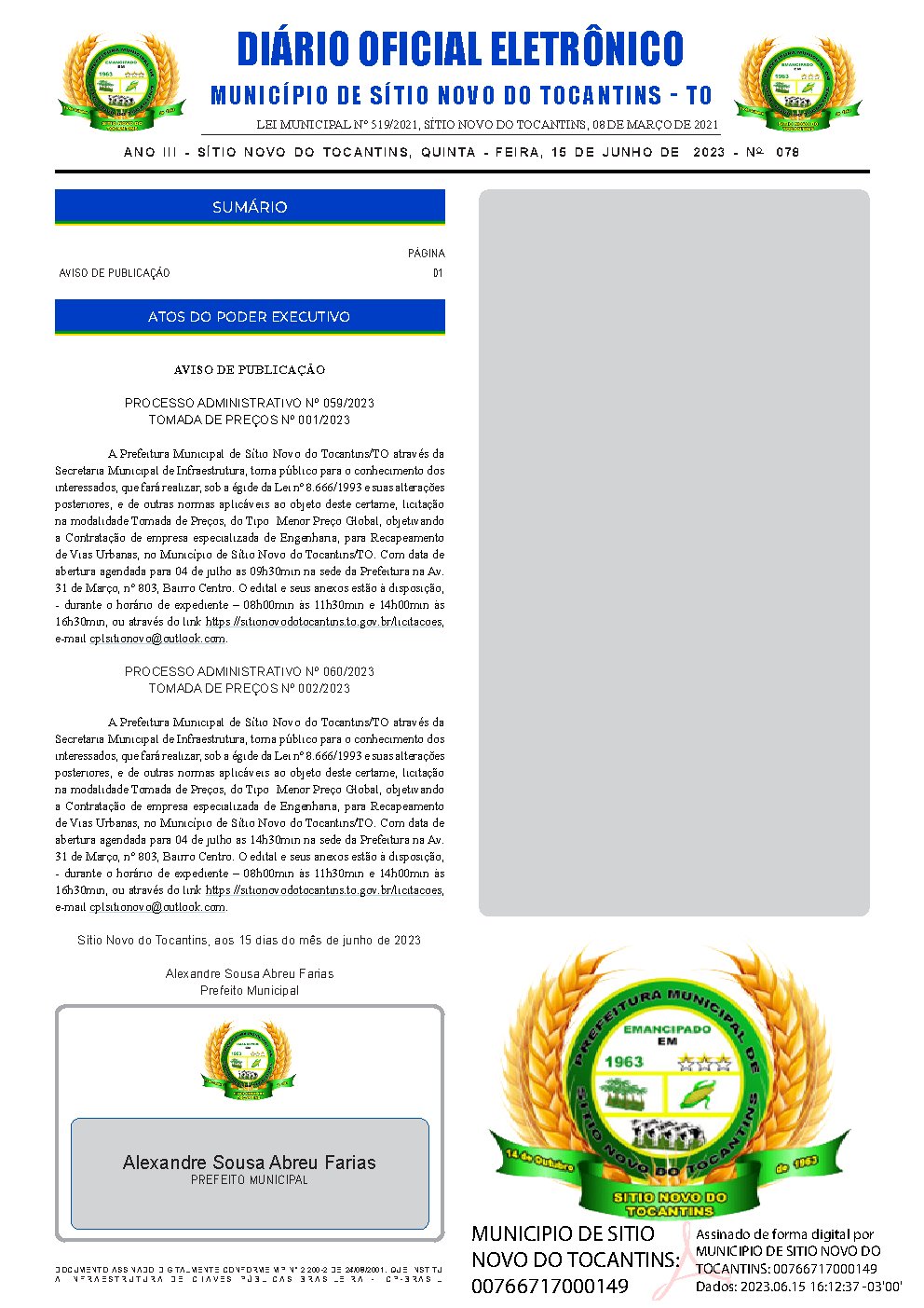 Diário Oficial - Edição 078