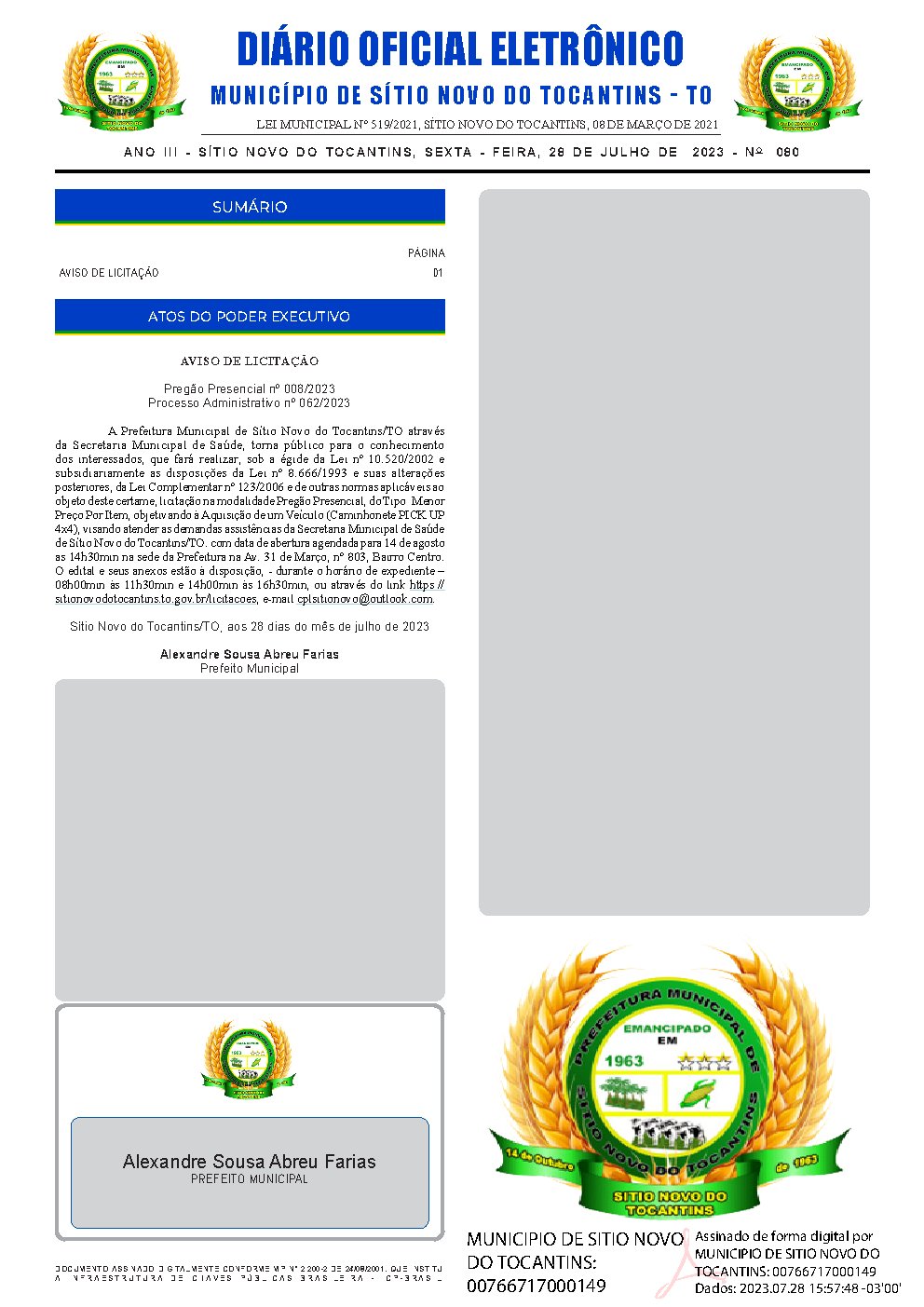 Diário Oficial - Edição 080