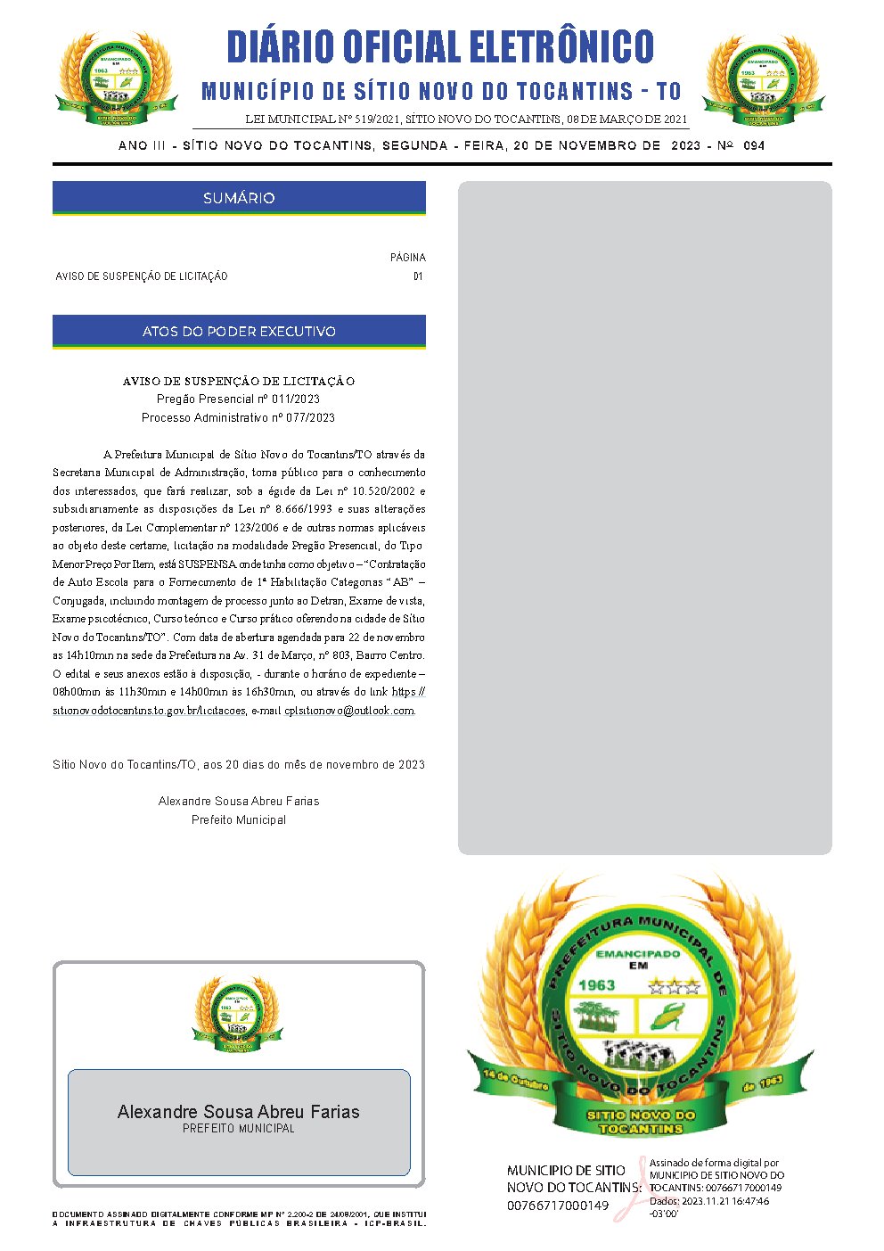 Diário Oficial - Edição 094