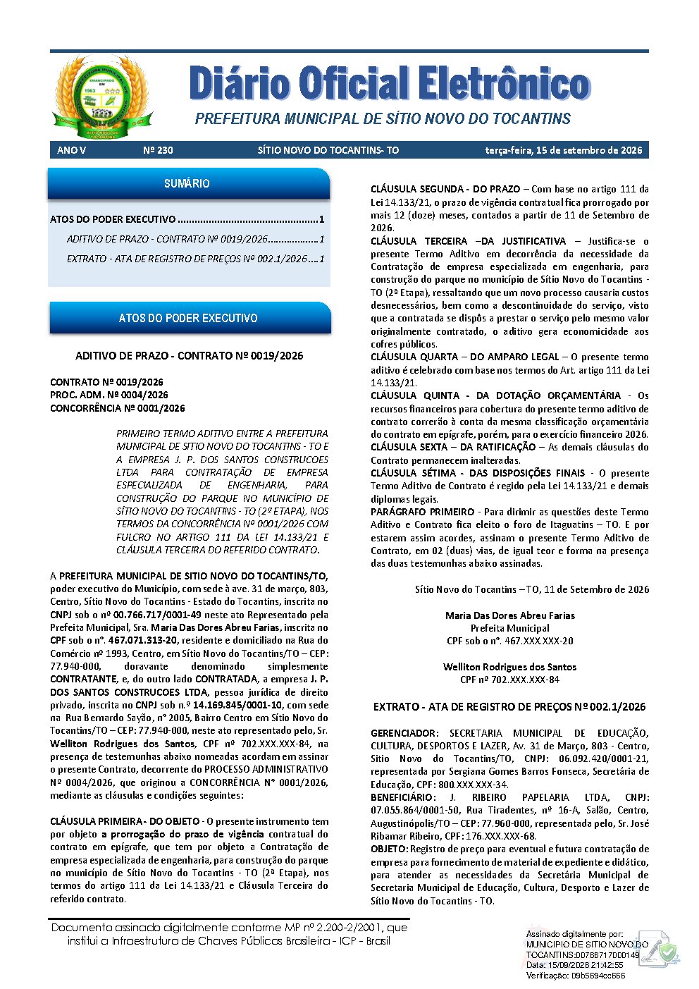 Diário Oficial N° 230