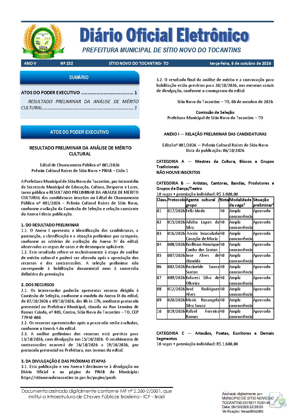 Diário Oficial N° 232