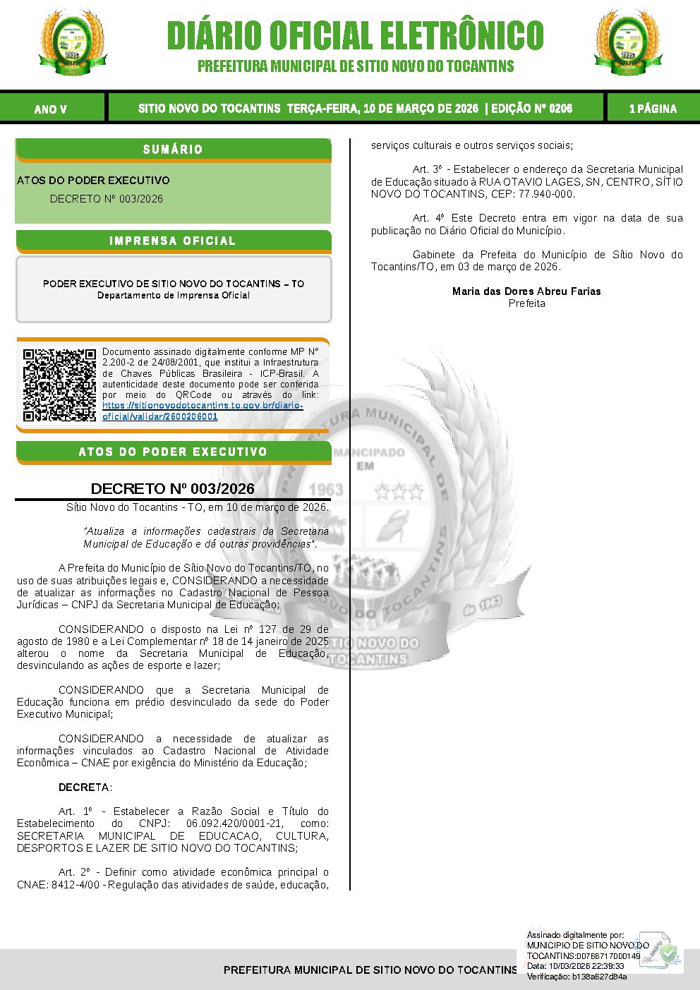 Diário Oficial N° 206