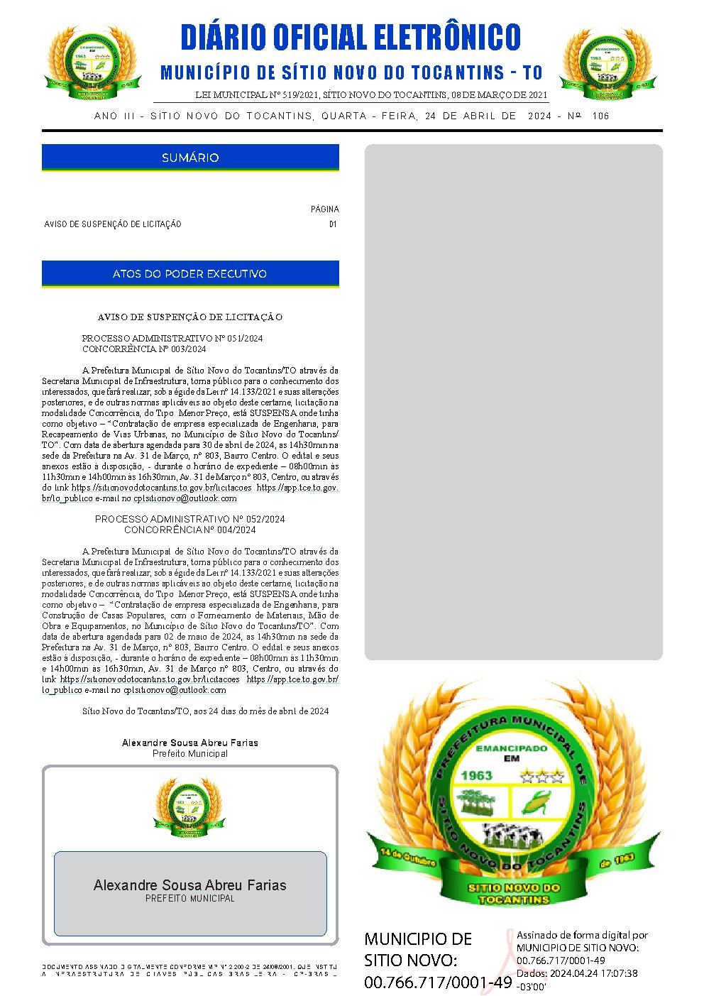 Diário Oficial - Edição 106