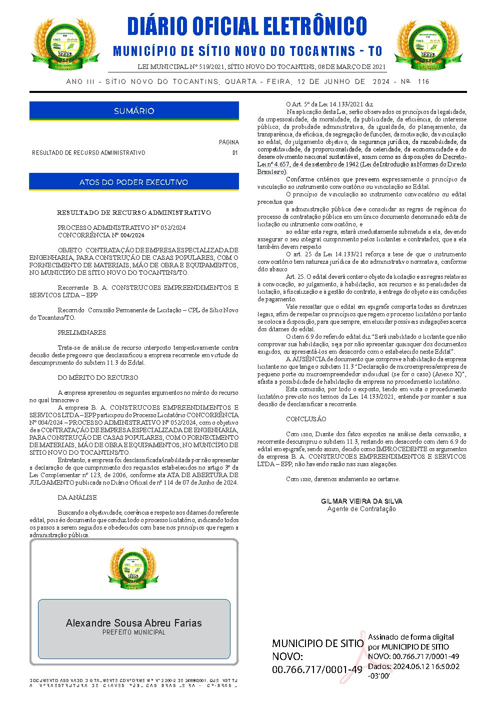 Diário Oficial - Edição 116