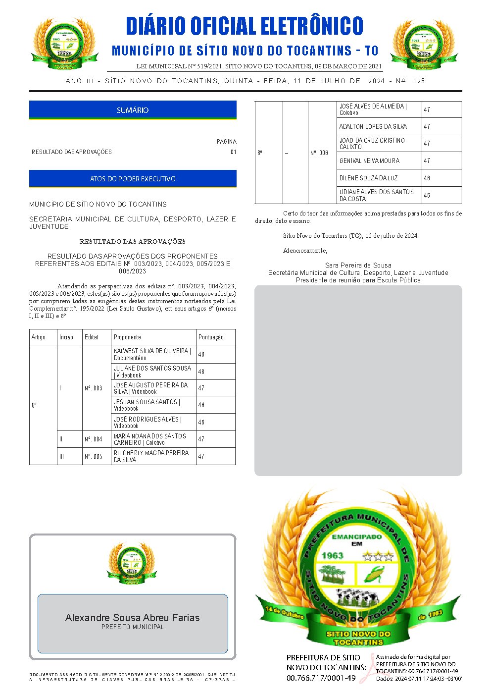Diário Oficial - Edição 125