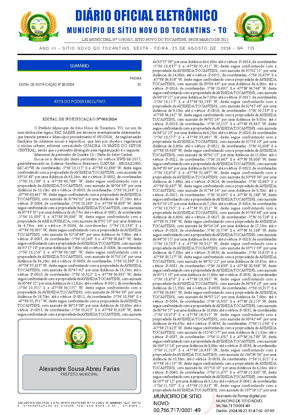 Diário Oficial - Edição 135