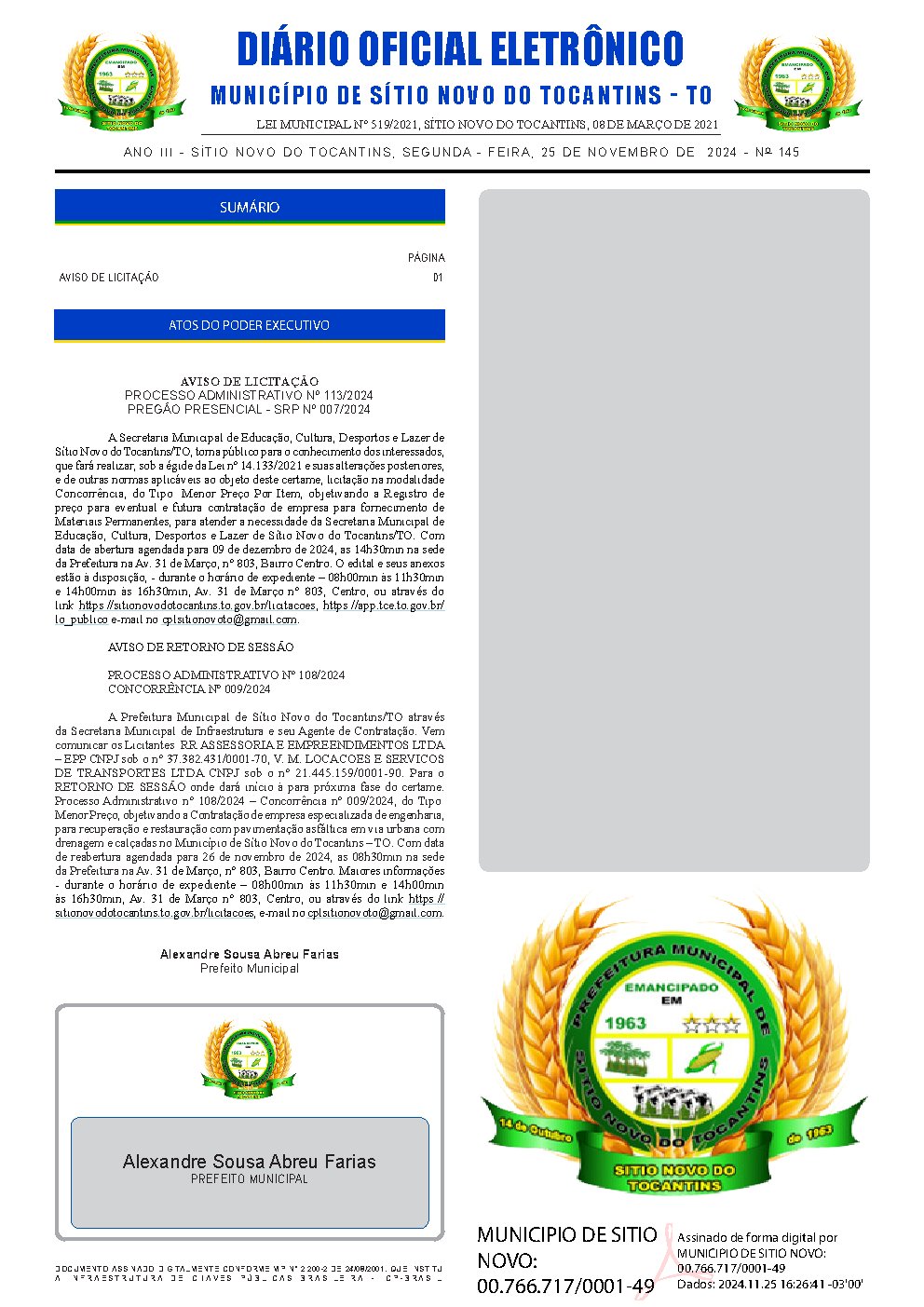 Diário Oficial - Edição 145