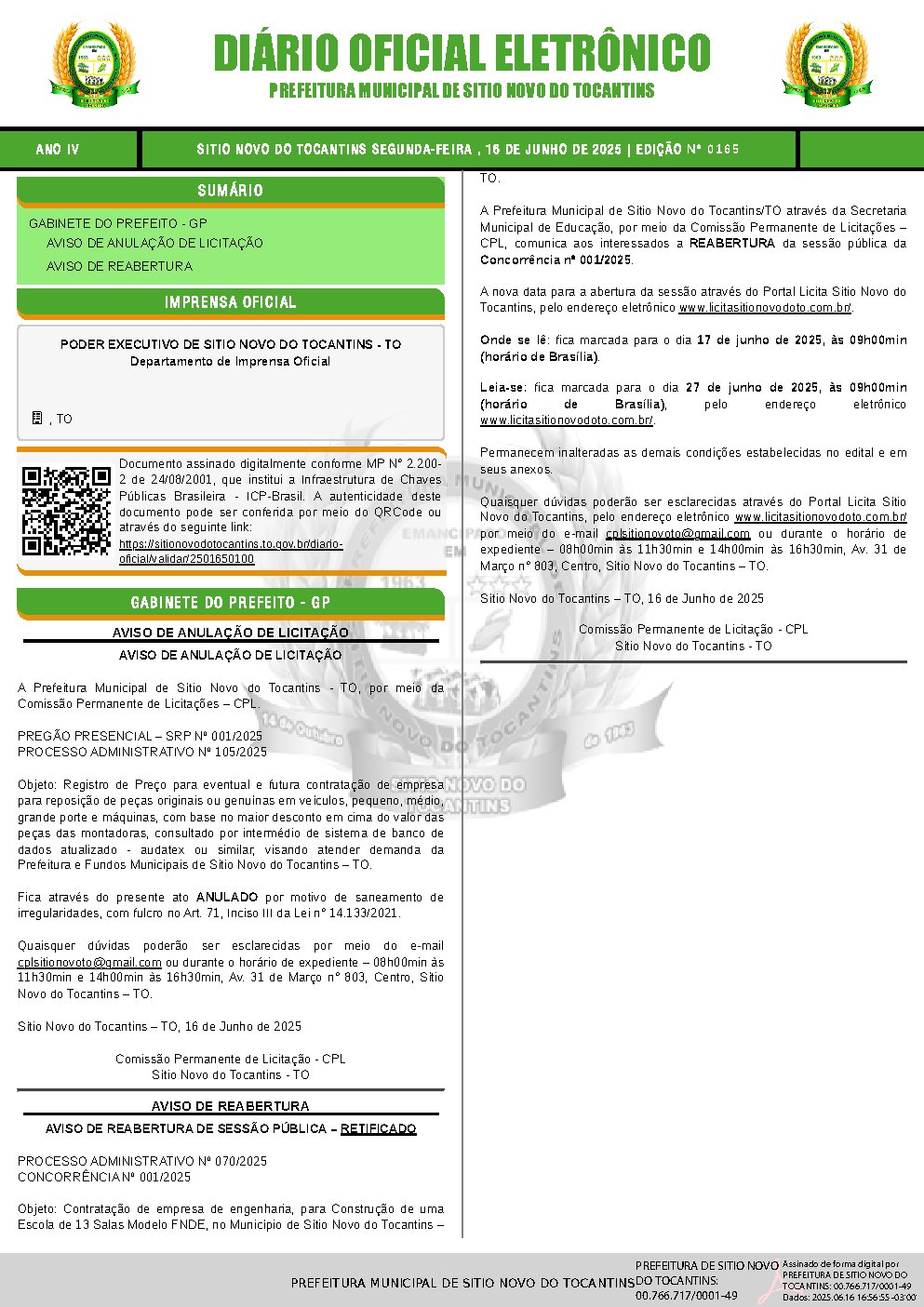 Diário Oficial - Edição 165