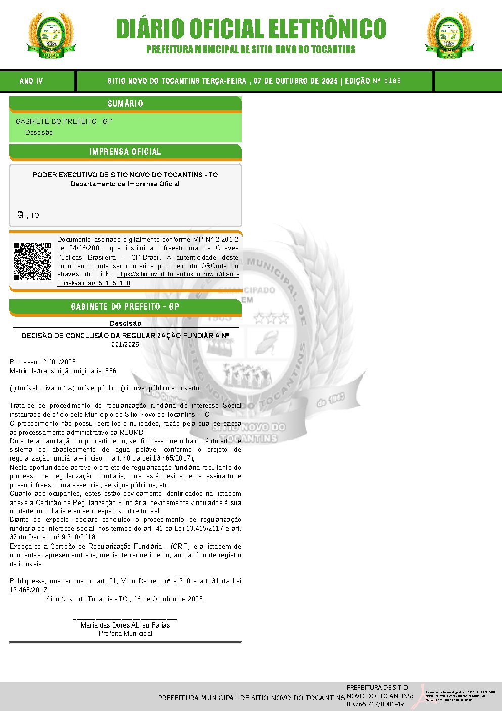 Diário Oficial - Edição 185