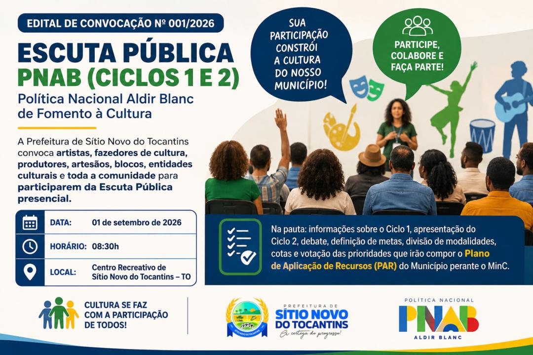 Prefeitura de Sítio Novo convoca comunidade cultural para Escuta Pública da Política Nacional Aldir Blanc